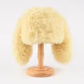 Gorro de peluche con orejas de conejo, sombrero de invierno cálido y bonito estilo crema. - Talla Única (56-59cm) / Amarillo