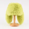 Gorro ushanka de invierno de felpa verde lima, gorro cálido de piel sintética suave. - Talla Única (56-59cm) / Verde