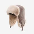 Winter warme Leder Bombermuetze Pluesch Ohrenklappen Kappe Damen Herren winddicht - Einheitsgröße (56-58cm) / Khaki