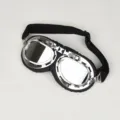 Retro Motorrad Piloten-Schutzbrille mit silbernem Rahmen und verspiegelten Gläsern. - Einheitsgröße (56-58cm) / Brille