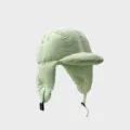 Winter warm down cotton bomber hat with earflaps and adjustable strap in light green color. - M (56-58cm) / Green