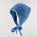 Blaues flauschiges Strick Kopftuch fuer Damen, suesser warmer Winter Bindeschal Muetze. - Blau