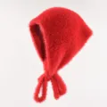 Französischer Plüsch Strick Dreieckschal Mütze süßer warmer Winter Kapuzenhut Damen. - Rot