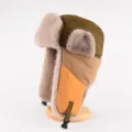 Farbblock Winter Ushanka Mütze mit warmen Ohrenklappen, stilvolle Fliegermütze fürs Skifahren. - Einheitsgröße für Erwachsene (55–60 cm) / Kaffee Top