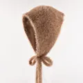 Braune flauschige Strickmütze für Damen, warme weiche Winter Dreieck Kapuze Schal Kappe. - Kaffeebraun