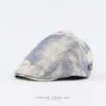Vintage tie-dye ivy flat cap for men and women, casual retro beret hat for daily outdoor wear. - Adjustable / Blue