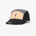Sommer retro bestickte 5-Panel Baseballkappe, farbblock Outdoor Schnelltrocknend Hut. - Verstellbar / Schwarz