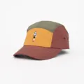 Mehrfarbige 5-Panel Camp Cap mit Retro Wanderer Stickerei, modischer Outdoor Hut. - Verstellbar / Braun