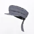 Black and white striped sailor hat flat top beret stylish women casual vintage peaked cap - Adjustable / Black
