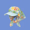 Floral Print Sun Visor Turban Hat French Vintage Scarf Cap Women Summer UV Protection - Adjustable / Blue