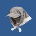Japanischer Sommer Sonnenhut karierte Kappe mit Spitzenbesatz Sonnenschutz Damen Mütze neu - Verstellbar / Schwarz