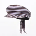Striped newsboy cap women flat top beret sailor hat retro casual duckbill hat stylish - Adjustable / Brown