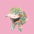 Floral print sun hat with pink gingham brim, vintage Monet garden triangle headscarf for summer. - Adjustable / Pink