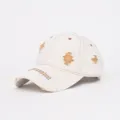 Beige distressed gewaschene Jeans-Baseballcap mit Buchstabenstickerei, Vintage-Sommerhut. - Verstellbar / Beige