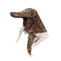 Retro Sonnenhut mit Leopardenmuster und Spitzensaum, stylischer Schirmhut für Sonnenschutz. - Verstellbar / Leopard Kaffee