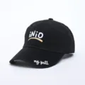 Schwarze koreanische Baseballkappe mit breiter Krempe, Freizeitsonnenschutz-Baumwollhut. - Großer Kopfumfang (60-65cm) Verstellbar / Schwarz