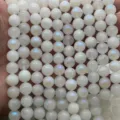 Natürlicher weißer Mondstein Labradorit Perlen Kristall DIY Schmuckherstellung Großhandel - 6mm Runde Perlen (Ca. 64 Stk.) / Mondlicht Weiß