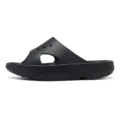 Minimalist thick-sole platform slippers for men and women, black side detail view. - 36-37 / Black