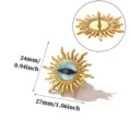 Gold sun brooch with blue evil eye, stainless steel 18k gold plated fashion pin jewelry. - Sun Evil Eye Style (XZ496)