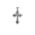 Silver rhinestone cross pendant necklace variant, high quality titanium steel fashion jewelry item. - Carved Scroll Cross Style (XPLS10) / Steel
