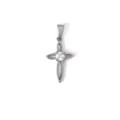 Silver stainless steel hollow cross pendant with sparkling round cubic zirconia stone for women - Hollow Cross Style (XPLS01) / Steel