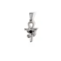 Titanium steel Ankh cross and Eye of Horus pendant with black stone fashion jewelry item - Ankh Eye Cross Style (XPLS08) / Steel