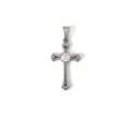 Stainless Steel Cross Pendant with Round CZ Diamond Chic Fashion Jewelry for Women Men - Vintage Ball End Cross Style (XPLS12) / Steel
