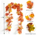 Artificial autumn maple leaf garland 1.75m long, perfect for Thanksgiving and home decor. - 36 Heads Autumn Maple Leaf Vine / 200cm/1pc