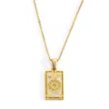 Collar de rueda de tarot de acero de titanio con colgante strass joyería de moda - La Rueda / Dorado