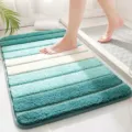 Striped Shaggy Bath Mat Absorbent Quick Dry Flocked Rug for Bathroom 50x80cm - 40*60cm / Piano Key - Azure