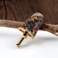 Broche épingle en strass coloré en forme de glace esquimau pour pull chapeau vêtements - Arc-en-ciel