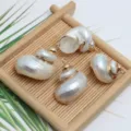 Pendentif coquillage naturel électroplaqué babylone accessoires de bijoux DIY faits main - Style mixte blanc