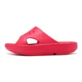 Sandales plates rouges à plateforme épaisse vue de détail, chaussures légères imperméables. - Rouge