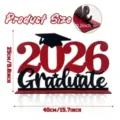 Segno da tavolo in legno di laurea 2026 decorazione per festa cappello rosso nero ornament - 40*25cm / Rosso