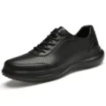 Heren casual leren schoenen ademend geperforeerd zwart vetersluiting outdoor sneakers hoofdaanzicht - 38 / Zwarte Holle Raster Stijl