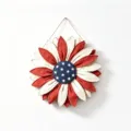 Dettaglio ornamento appendiabiti girasole in tessuto, targa decorativa patriottica rosso - 20x20x0.5cm (Stile 2D)