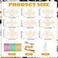 Tabella taglie carillon a vento pipistrello in legno fai da te di Halloween con misure. - Kit DIY Campanello e Vento Pipistrello / Set da 9 Pezzi
