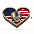 Portacandela Cuore in Legno Decorazione Giorno dell'Indipendenza Bandiera USA - Cuore (Senza Candela)