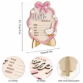 Targa pietra miliare nascita neonato in legno con fiocco rosa carino design oca e dati natali. - Oca Fiocco Rosa