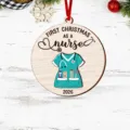 Addobbo natalizio in legno infermiera 2026 decorazione albero regalo per infermieri - 8.5*9.5*0.4cm / Infermiera Albero di Natale