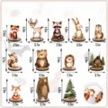 Set di ornamenti da scrivania con animali della foresta in legno, decorazione per feste. - Set da 12 Pezzi