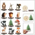 Tabella delle taglie decorazioni da tavola in legno con animali della foresta orso scoiattolo. - Set da 12 pezzi animali