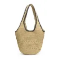 Geflochtene Stroh Handtasche für Damen, große Kapazität lässige Strand Tote und Sommer Urlaub Tasche. - Reißverschluss / Gebrochenes Weiß