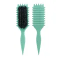 Brosse à cheveux professionnelle en poils de sanglier avec un coussin anti-statique. - 27.5*7cm / Vert