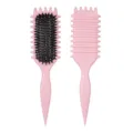 Brosse à cheveux rose en poils de sanglier avec manche pointu pour coiffure facile. - 27.5*7cm / Rose