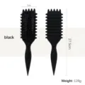 Professional black hair brush styling comb with boar bristles and ergonomic pointed tail handle. - 27.5*7cm / Black