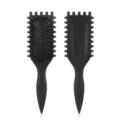 Black hair styling brush with boar bristles, multi-functional wave styling comb variant option. - 23.5*7cm / Black