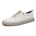 Men white casual sneakers stylish low top comfortable walking shoes breathable board shoes - 37 / Beige
