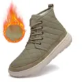 Men winter high top warm snow boots with thick anti slip sole and plush lining casual shoes - Khaki (Fleece Lined)