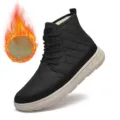 Men's winter plush warm high-top snow boots with thick anti-slip sole and cozy quilted design. - Black (Thickened)
